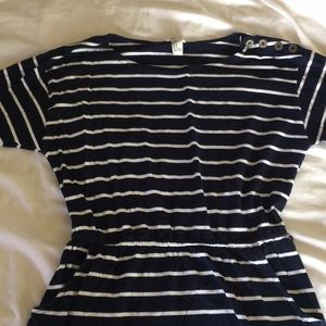 Forever 21 3/4 sleeve navy and white strip dress